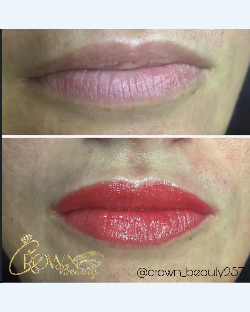 Before and after lip blush (semi-permanent lip colour)